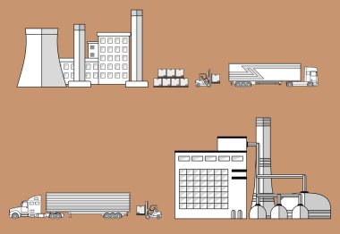 Kamyon, forklift yükleyici factory yakınındaki.