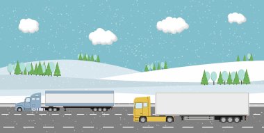 Kamyon yolda. Teslimat kavramı.