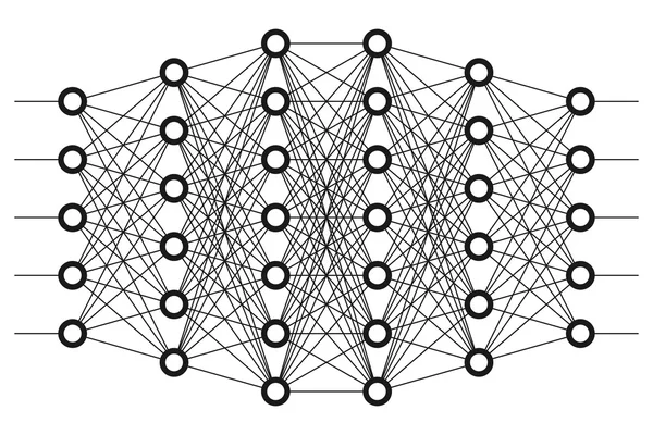 Rede neural. Rede de neurônios . — Vetor de Stock