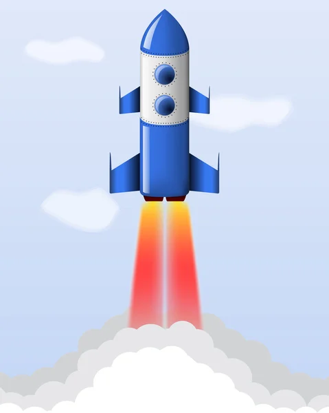 Vector desene animate rachetă din oțel — Vector de stoc