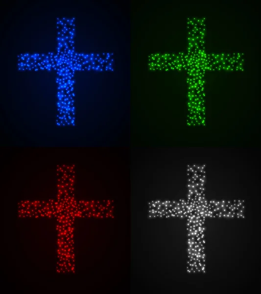 Chrześcijańskiej krzyż zestaw na ciemnym tle — Wektor stockowy