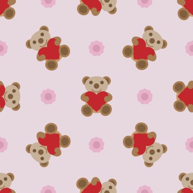 Oyuncak ayı ve kalp oyuncak ile Seamless Modeli.