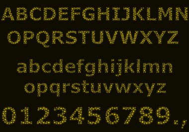 Vektör alfabesi ve rakam küçük daire.