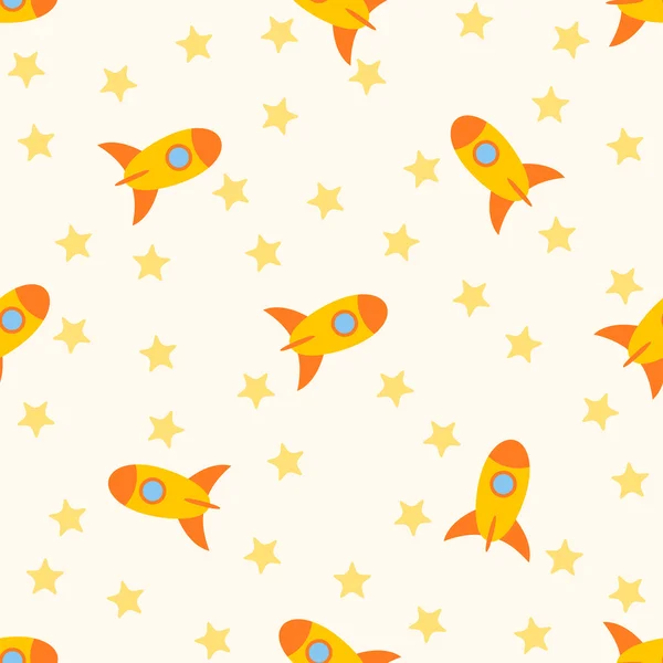 Seamless pattern with rockets and stars for childs.