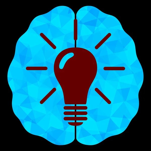 Lösungskonzept. Gehirn mit Ideenlampe. — Stockvektor