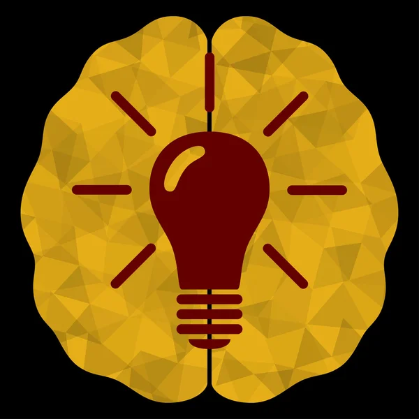 Lösungskonzept. Gehirn mit Ideenlampe. — Stockvektor