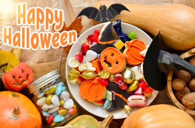 Bir kase çikolata ve şeker, Cadılar Bayramı Jack o Fener kurabiyeleri - Cadılar Bayramı kartı geçmişi