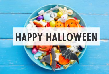 Bir kase çikolata ve şeker, Cadılar Bayramı Jack o Fener kurabiyeleri - Cadılar Bayramı kartı geçmişi