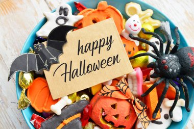 Bir kase çikolata ve şeker, Cadılar Bayramı Jack o Fener kurabiyeleri - Cadılar Bayramı kartı geçmişi