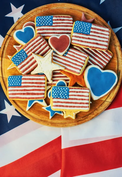 Homemade Cookies Shape American Flag Happy Flag Day Usa — Stock Photo, Image