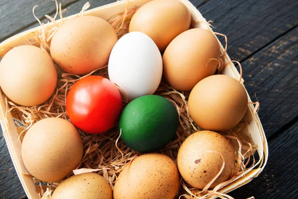Easter Eggs Color Italian Flag Happy Easter Holiday Italy Card — ストック写真