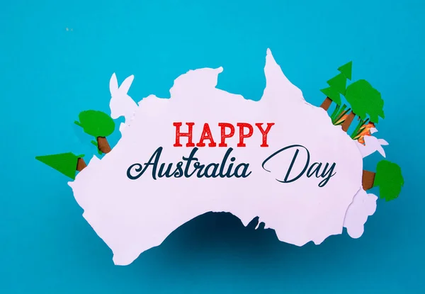 Happy Australia Day Üzenet Üdvözlő Írásbeli Kártya Ünnepelje Ausztrália Nap — Stock Fotó