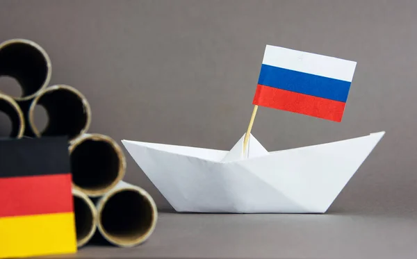 Abstraktní Vize Nord Stream Sankce Usa Plynovody Vlajka Ruska Německo — Stock fotografie