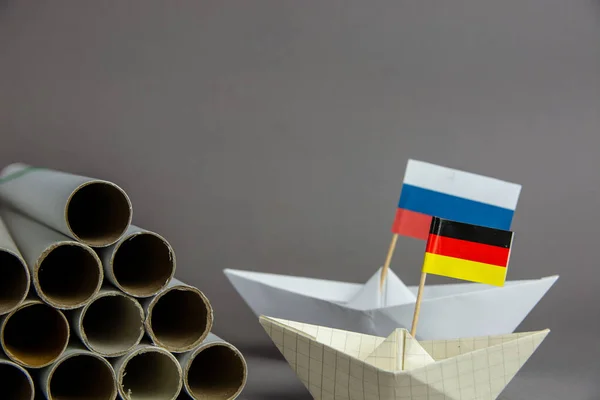 Abstrakte Vision Nord Stream Sanktionen Gasleitungen Und Die Flagge Russlands — Stockfoto