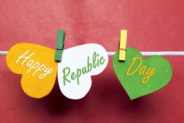 Boldog Indiai Köztársaság napja január 26-koncepció. India zászló (szív — Stock Fotó