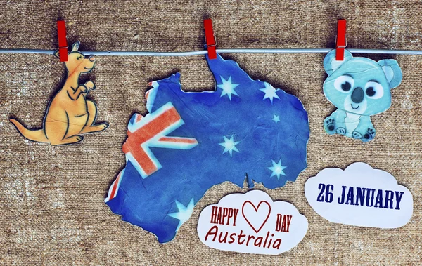 Carnet avec dessins drapeau australien, Gold Coast skyline, est venu — Photo