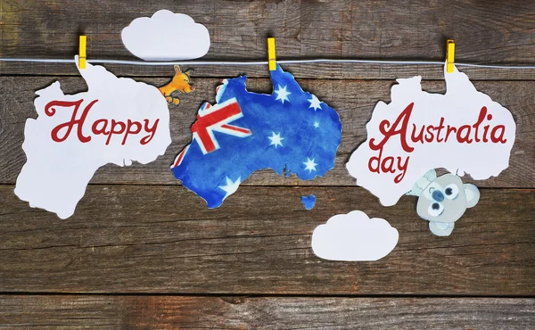 Feliz Dia da Austrália Conceito - saudação escrita em branco Aust — Fotografia de Stock