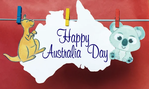 Australia day Concept - salutation écrite à travers l'Australie blanche — Photo