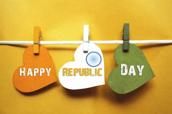 Feliz Día de la República India 26 concepto de enero. Bandera de India (corazón — Foto de Stock