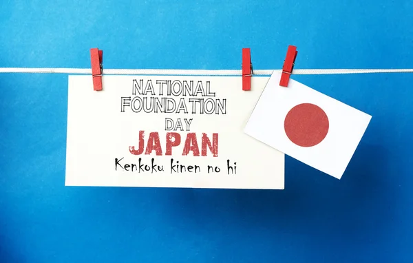 envelope Card with Japan flag on clothespin (peg). National foun