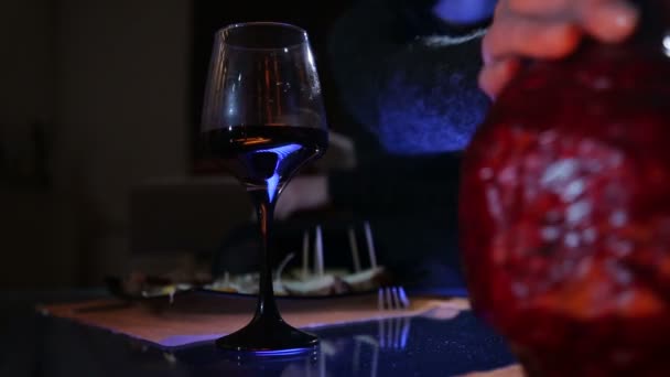 Happy Couple Together Wine Night House — Stock Video