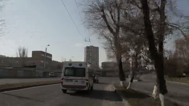 Yerevan Armenia November 2019 Ambulance Van Rushes Highway — Stock Video