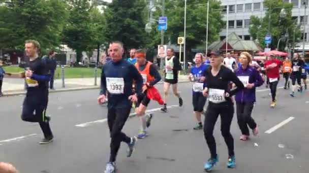Berlim Alemanha Abril 2014 Mulheres Homens Diferentes Idades Correm Maratona — Vídeo de Stock