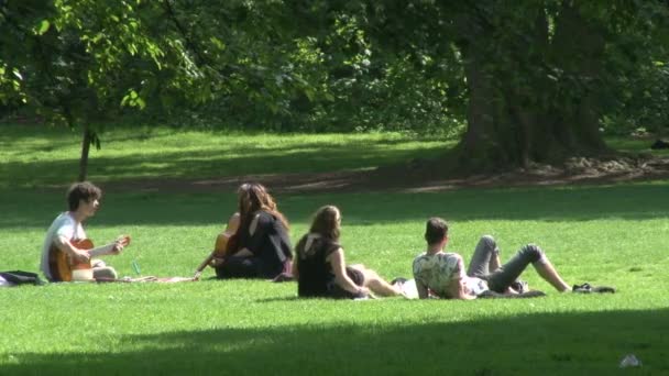 Berlín Alemania Abril 2014 Mujeres Hombres Niña Niño Relájese Hermoso — Vídeo de stock