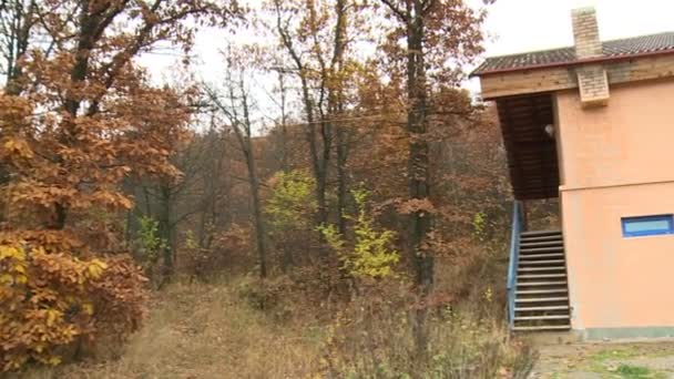 Dilijan Armenia Noviembre 2018 Casa Dos Plantas Bosque Otoño Vida — Vídeo de stock