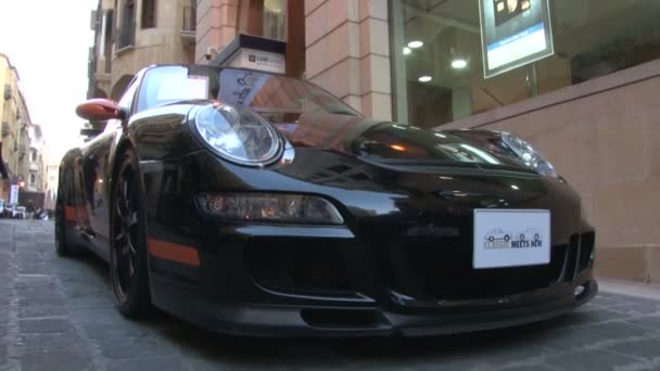 Beirut Lebanon April 2015 Exhibition New Old Sports Cars Streets — Stock Video