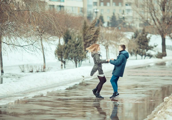 Vinter staden kärlek — Stockfoto