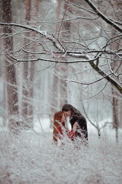 Zimní love story v červené — Stock fotografie