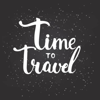 El çizilmiş tebeşir tipografi yazı cümlesi Yıldızile siyah tebeşir arka plan üzerinde seyahat için Zaman.