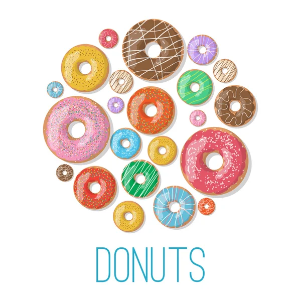 Bright vector banners with donuts illustration isolated on the white background. Doughnut banner in cartoon style — Stock Vector