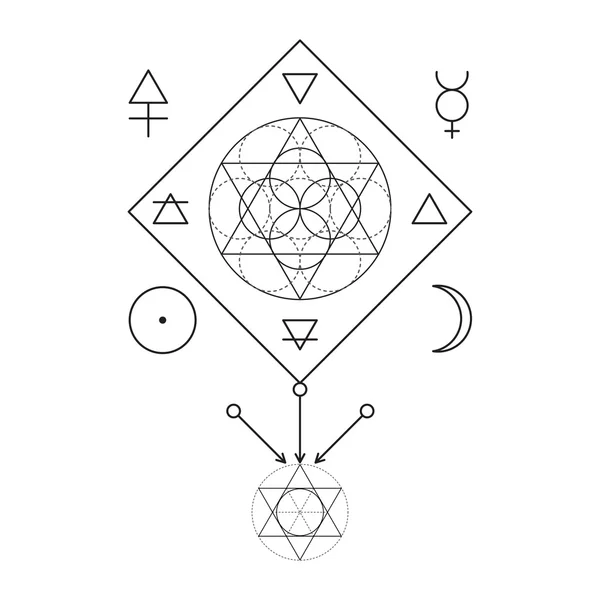 Symbol of alchemy and sacred geometry. Three primes: spirit, soul, body and  4 basic elements: Earth, Water, Air, Fire Stock Vector Image by ©TumanaNet  #106282892