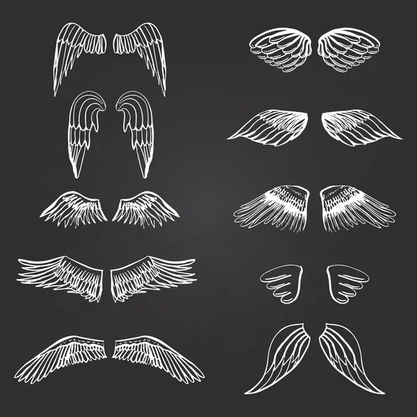 Flügel Illustration Silhouetten Set zur Herstellung Ihres eigenen Logos, Abzeichens, Etikettendesigns. — Stockvektor