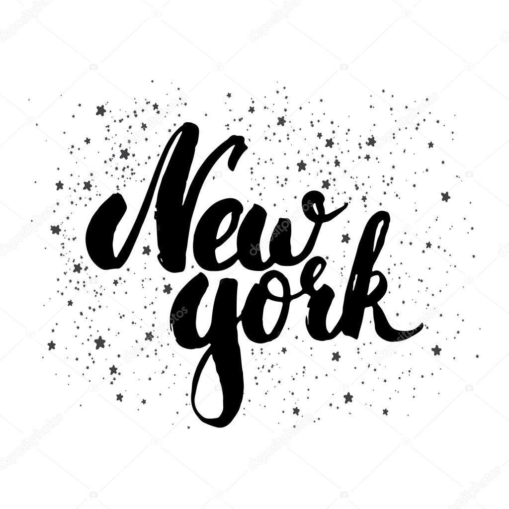 Tipografía dibujada a mano frase de letras Nueva York aislado sobre el