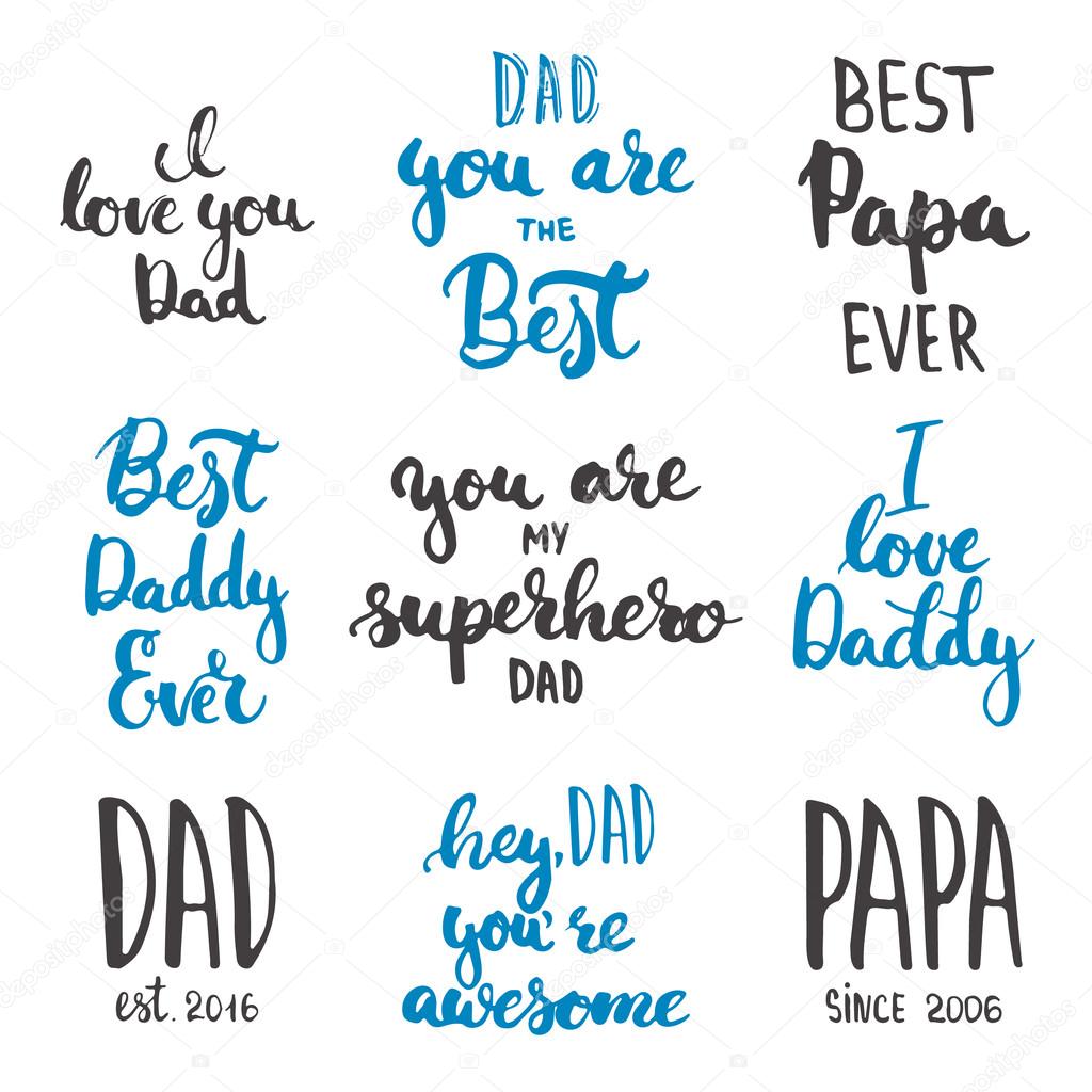 Happy Fathers Day Lettering Calligraphy Greeting Cards Set Isolated On The White Background Vector Image By C Tumananet Vector Stock