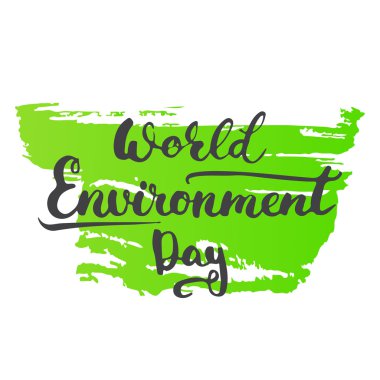 Beyaz arkaplanda izole edilmiş Dünya Çevre Günü yazı kartı.