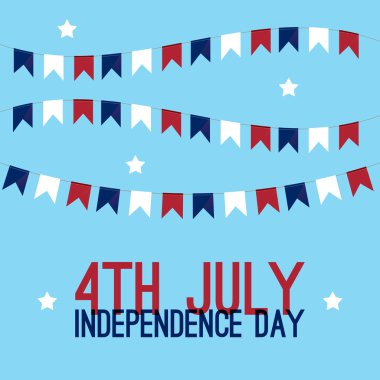 4 Temmuz - Amerika Birleşik Devletleri tebrik kartı Bağımsızlık Günü. Amerikan ulusal bayrağı renk illüstrasyon