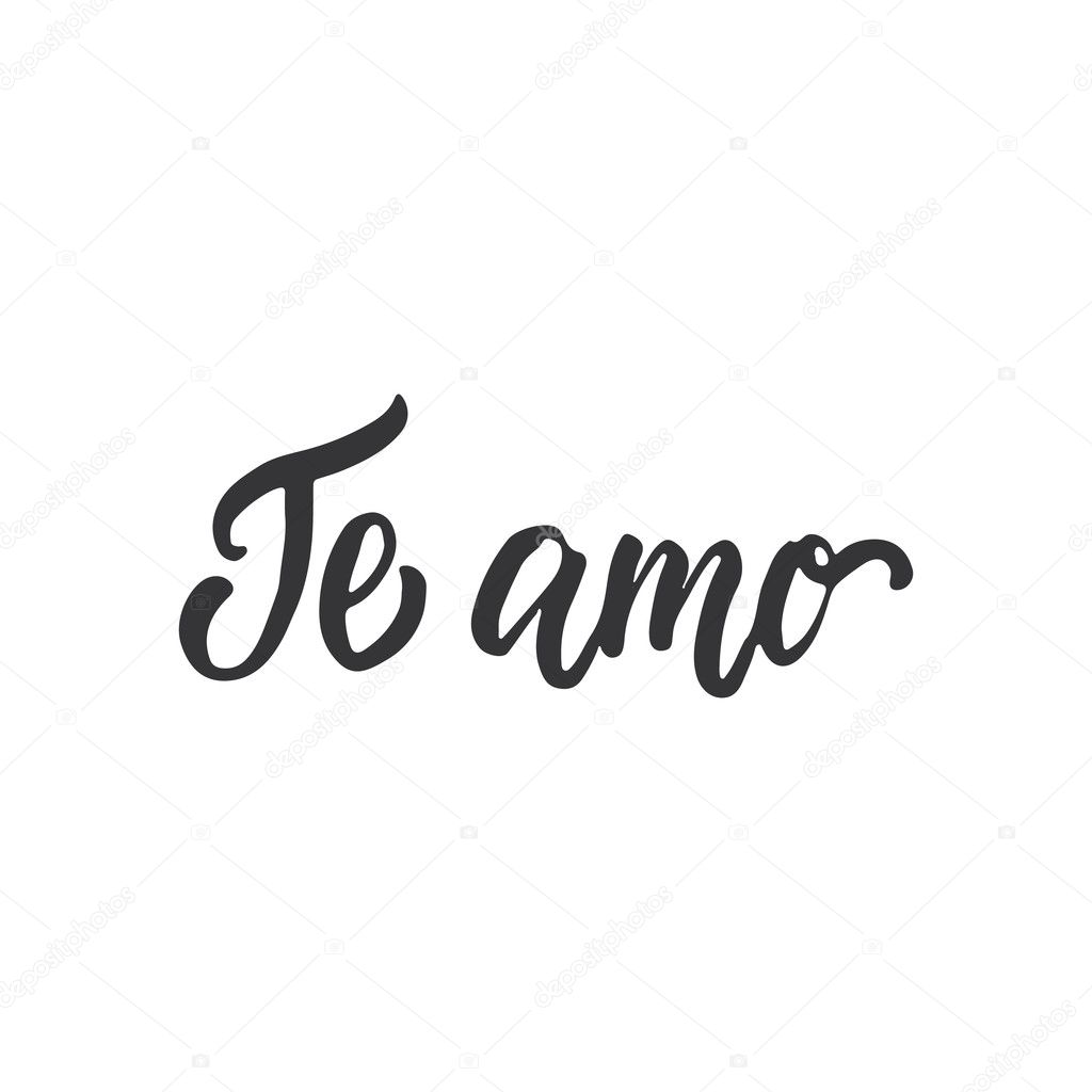 Te amo - Seni seviyorum, İspanyolca hat cümlesi, el yazısı metin beyaz arka...