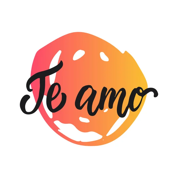 Te amo - Eu te amo, lettering caligrafia frase em espanhol, texto manuscrito isolado no fundo branco. Caligrafia divertida para tipografia e cartão de convite —  Vetores de Stock