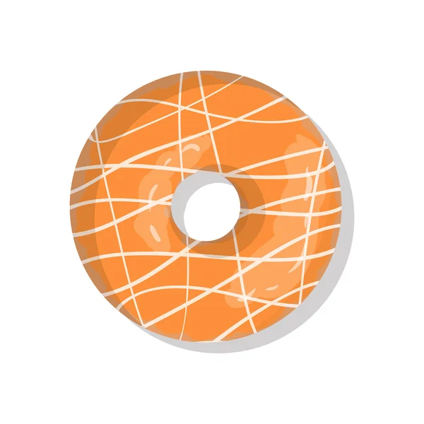 洒上孤立的白色背景上的美味橙色甜甜甜圈图标。顶视图的甜甜圈对你咖啡馆、 餐厅、 商店海报和横幅的插图. — 图库矢量图片