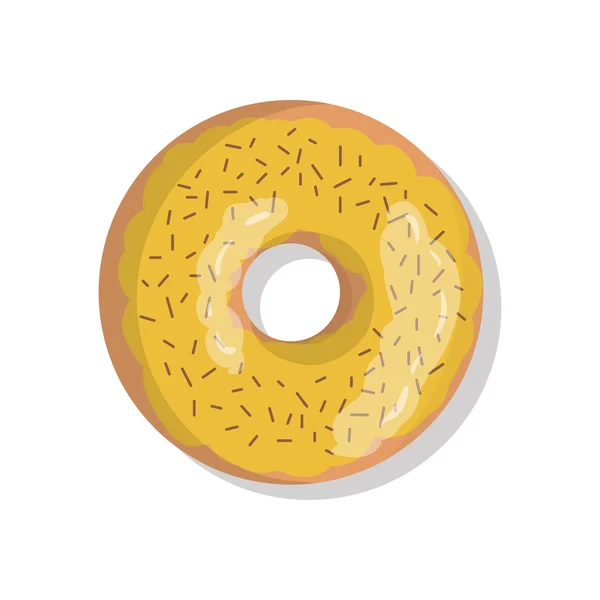 Leckere gelbe süße Donut-Symbol mit Streusel isoliert auf weißem Hintergrund. Illustration von Donut für Ihr Café, Restaurant, Shop-Flyer und Banner. — Stockvektor