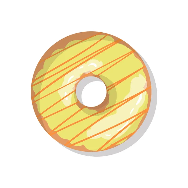 Leckere gelbe süße Donut-Symbol mit Streusel isoliert auf weißem Hintergrund. Illustration von Donut für Ihr Café, Restaurant, Shop-Flyer und Banner. — Stockvektor