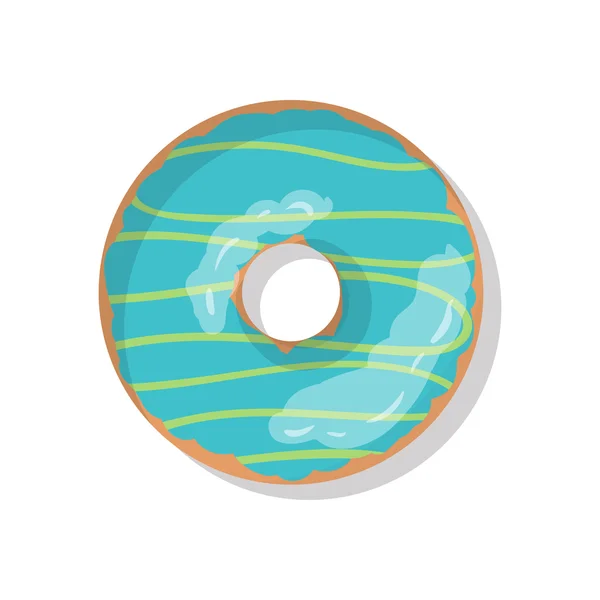 Saboroso ícone de donut doce azul com polvilhas isoladas no fundo branco. Top view ilustração de donut para o seu café, restaurante, folheto de loja e banner . —  Vetores de Stock