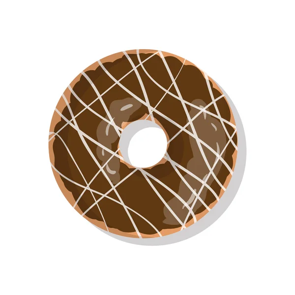 洒上孤立的白色背景上的美味巧克力甜甜圈图标。顶视图的甜甜圈对你咖啡馆、 餐厅、 商店海报和横幅的插图. — 图库矢量图片