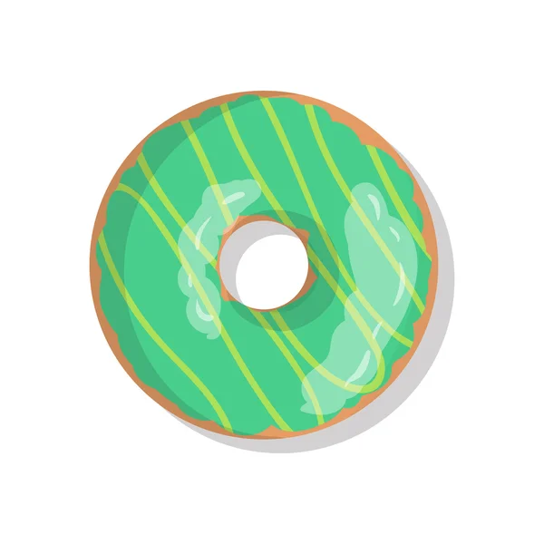 Leckere grüne süße Donut-Symbol mit Streusel isoliert auf weißem Hintergrund. Illustration von Donut für Ihr Café, Restaurant, Shop-Flyer und Banner. — Stockvektor