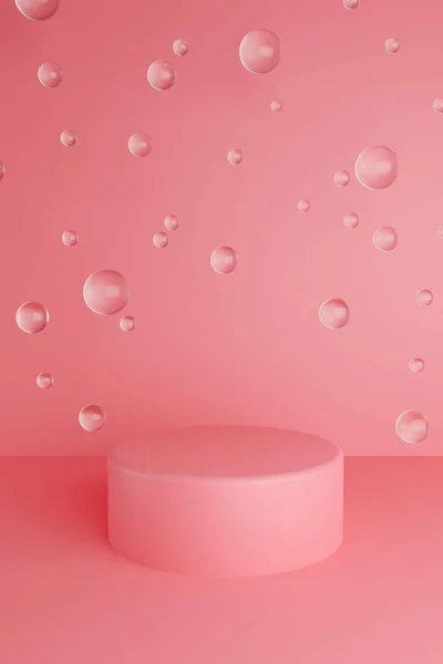 Pastel roze minimale 3D achtergrond. Affiche ontwerp met studio podium platform. Abstracte 3D-weergave. Minimale fase voor bedrijfsconcept. — Stockfoto
