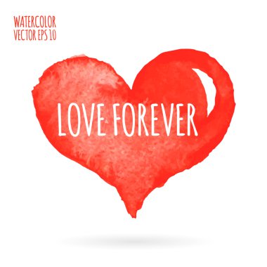 Kartınız veya davet kartı Sevgililer Günü tasarımı için suluboya kırmızı kalp